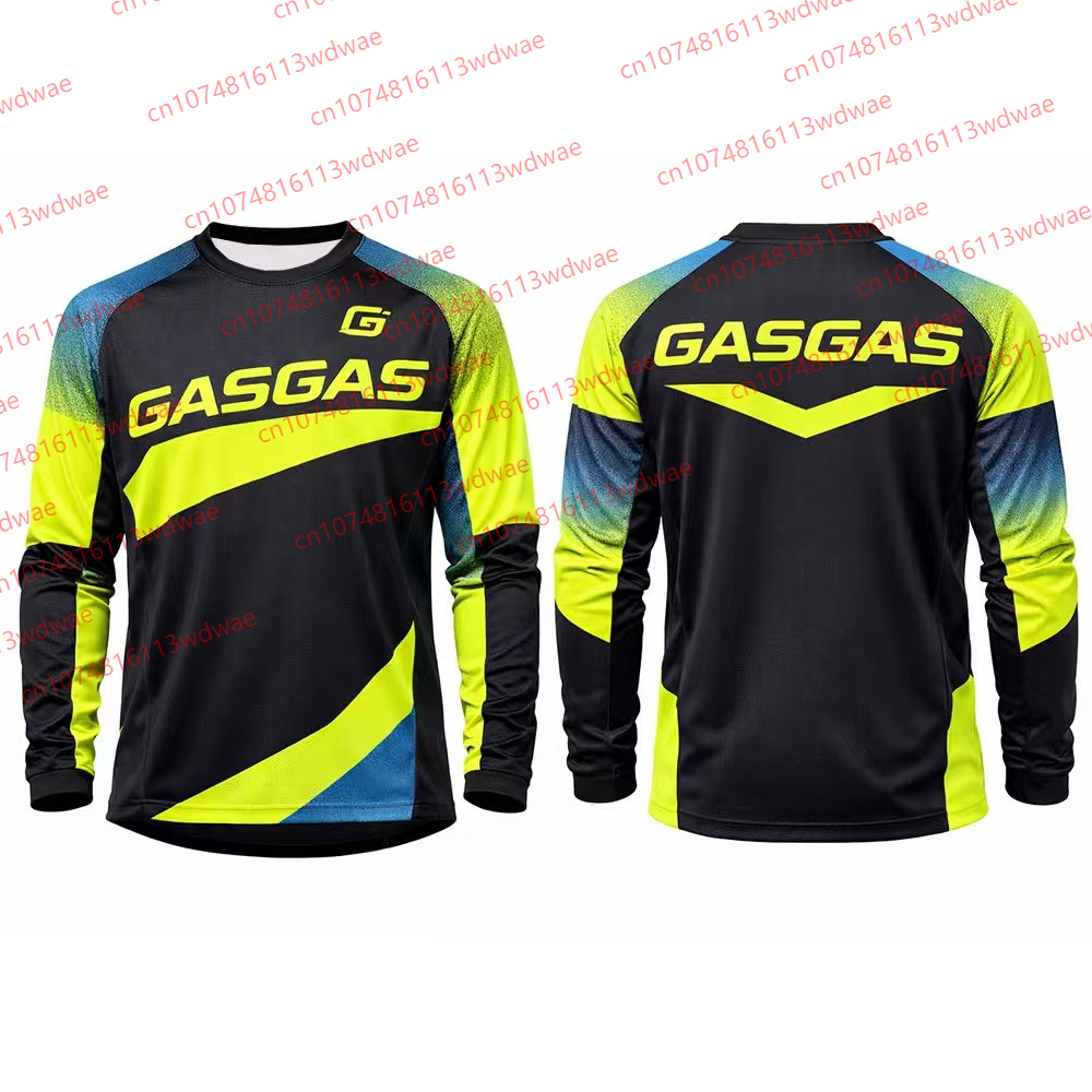 Yellow Cycling Gear - GASGAS Motocross Jersey Men Long Sleeve