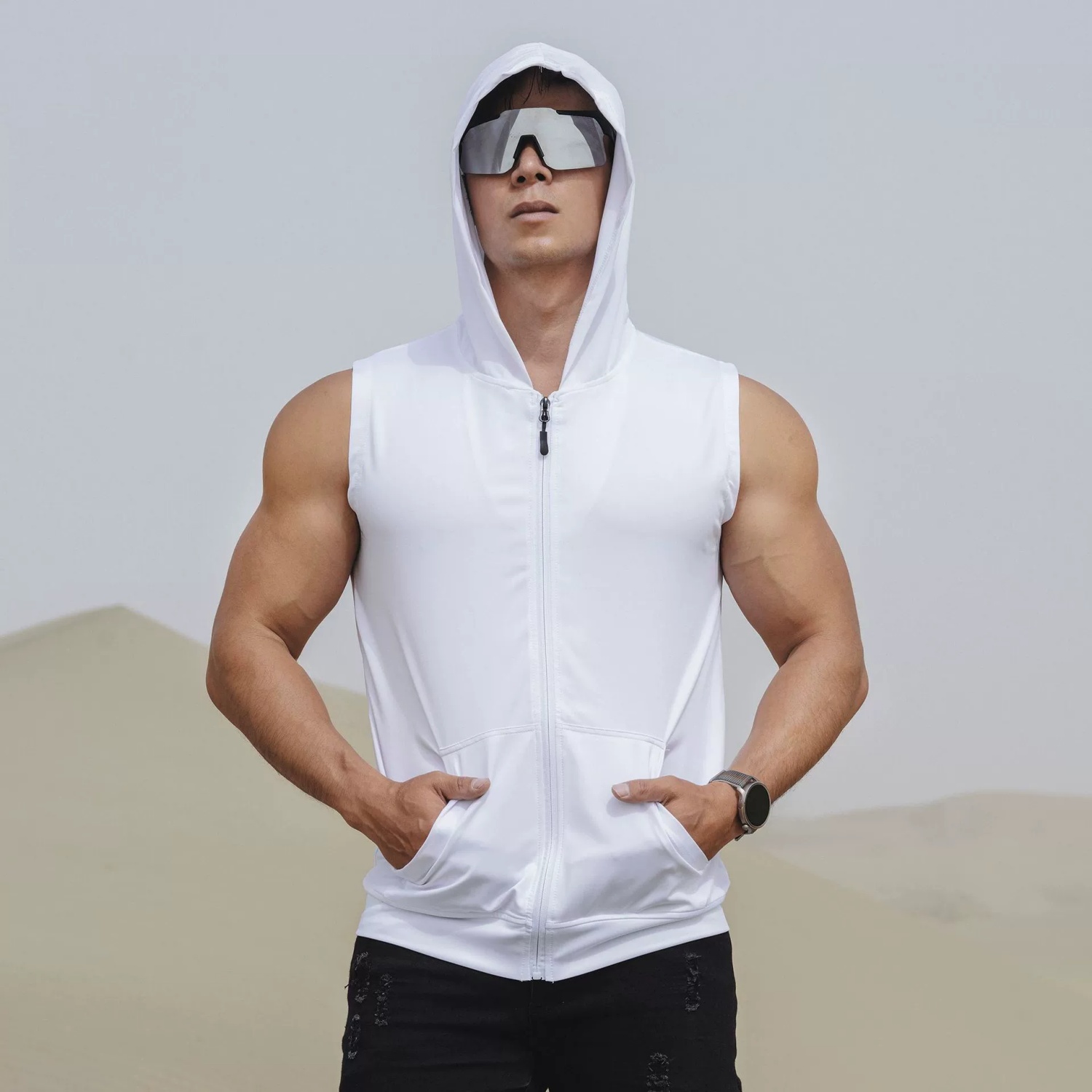 Cycling Gear Vest - Summer Sports Vests, Men's Sleeveless Hooded