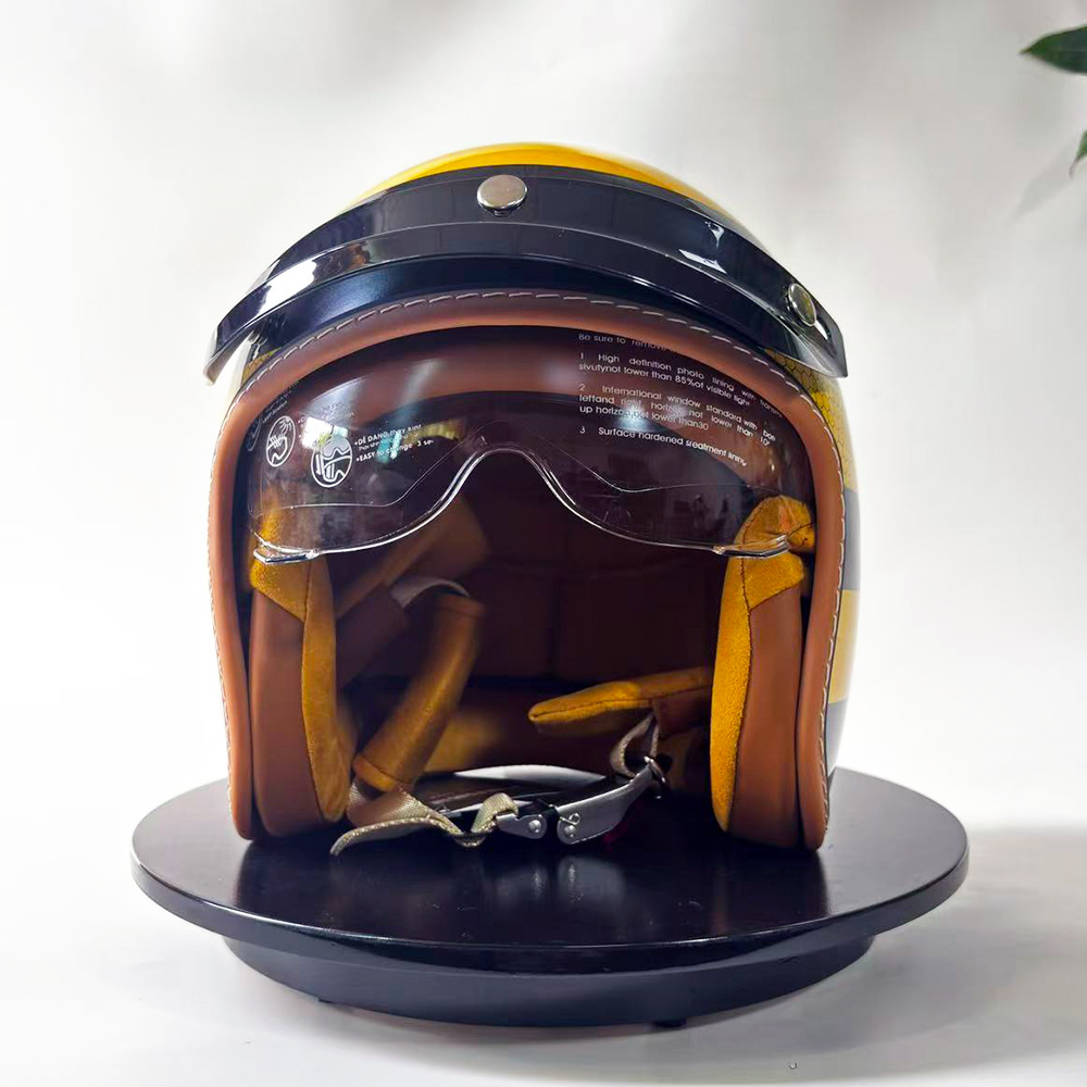 New Retro Motorcycle Helmet Ye – Yellow Cycling Gear Bewertung und Preis